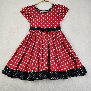Charlies Project Girls Size 5/6 Disney Minnie Mouse Waist Bow Short Sleeve Dress